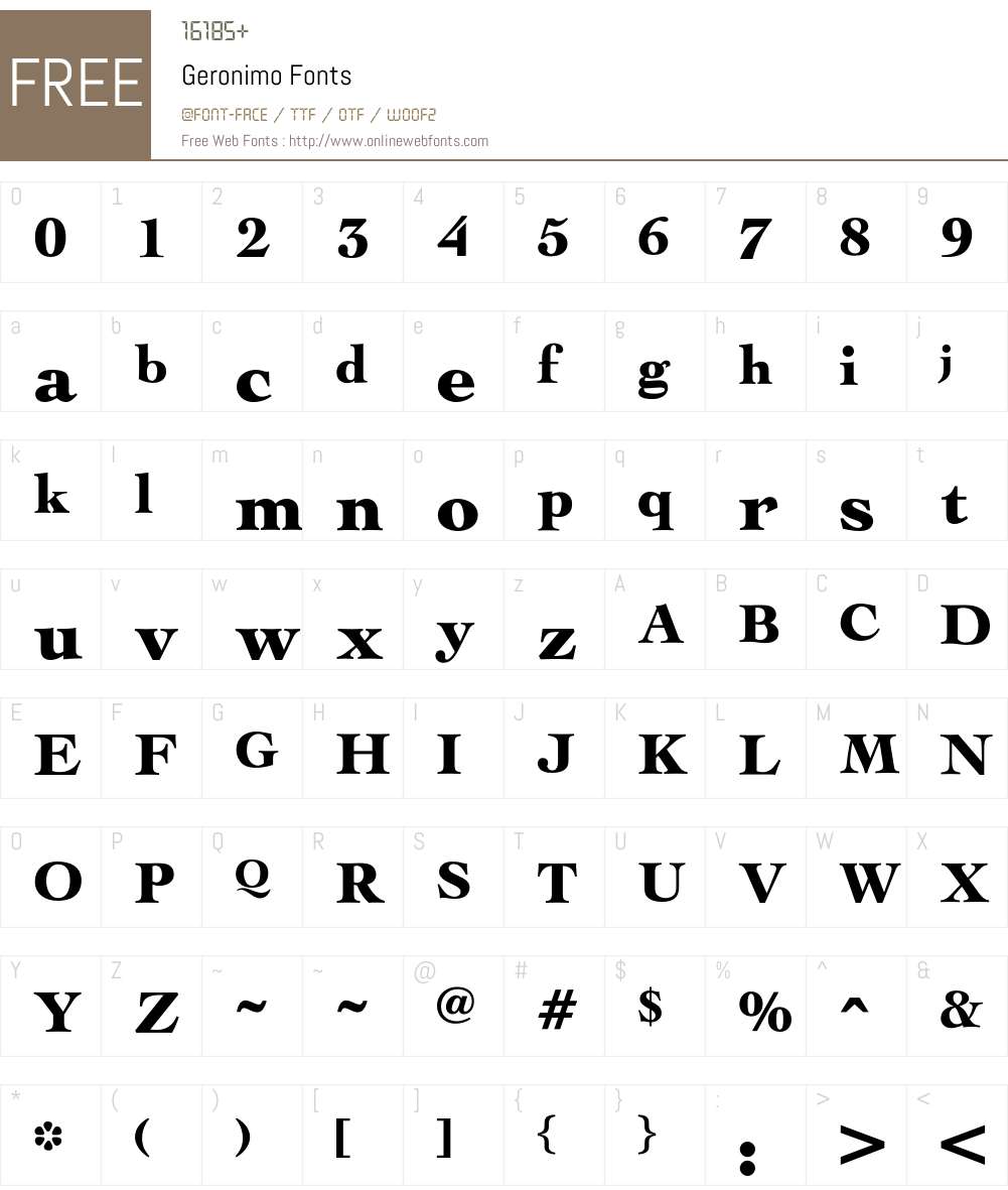 Geronimo Font Screenshots