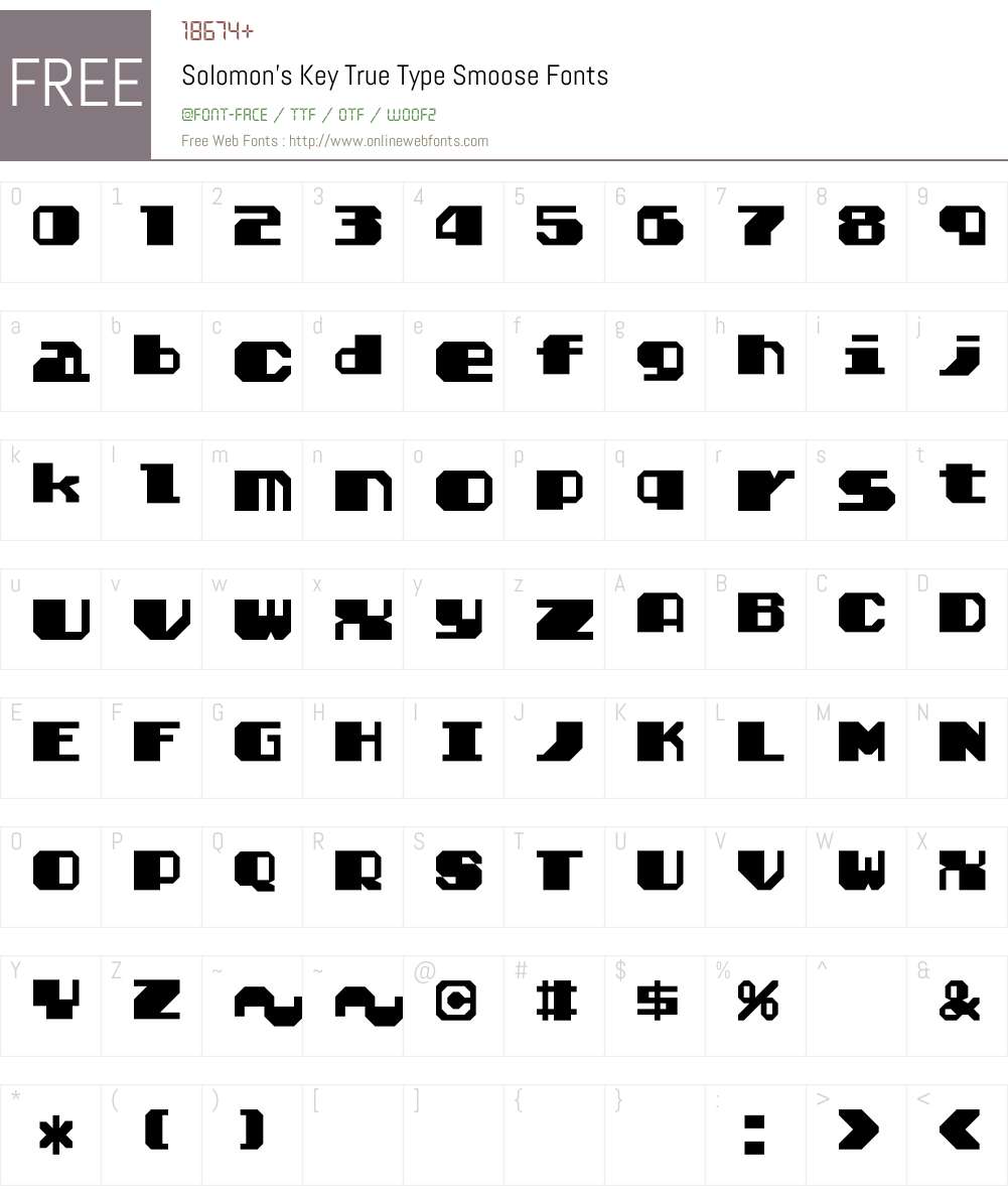 Solomon's Key True Type Smoose Font Screenshots