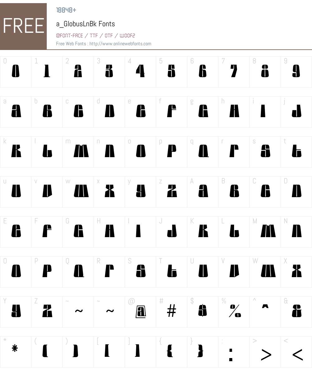a_GlobusLnBk Font Screenshots