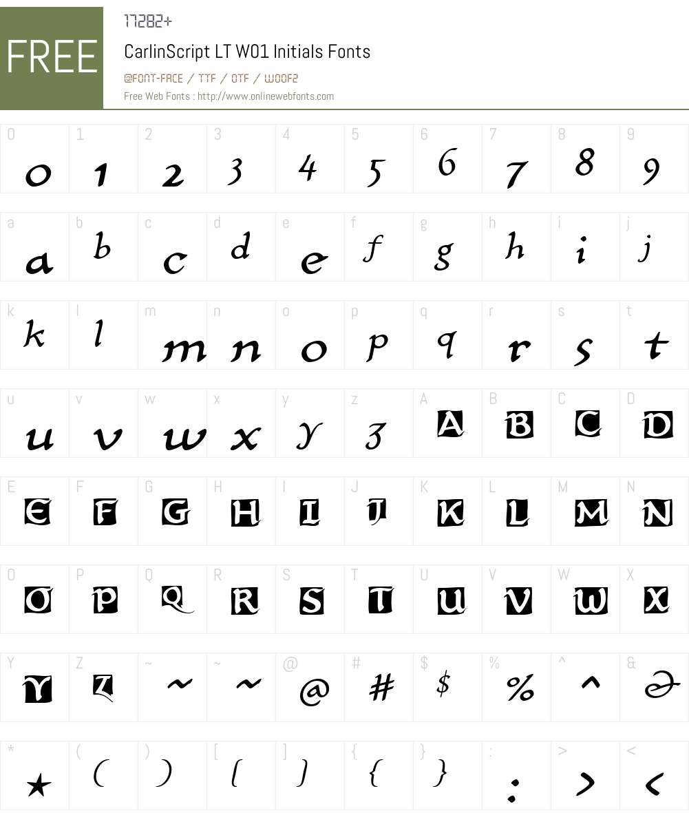 CarlinScriptLTW01-Initials Font Screenshots