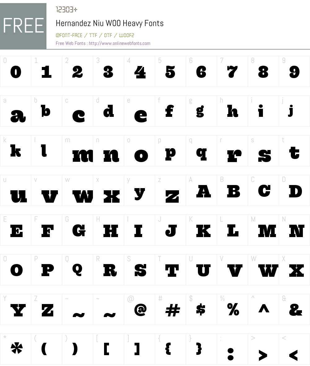 Hernandez Niu Font Screenshots