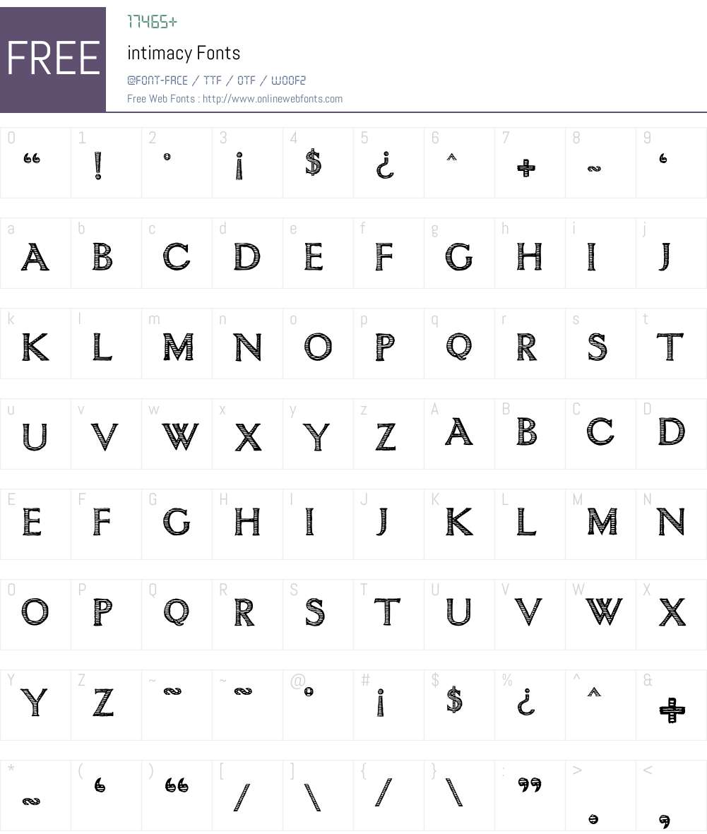 intimacy Font Screenshots