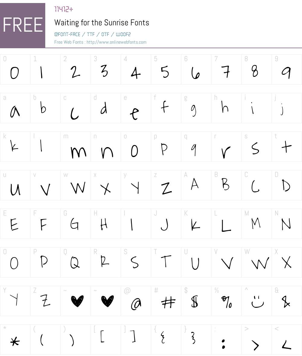 Waiting for the Sunrise Font Screenshots