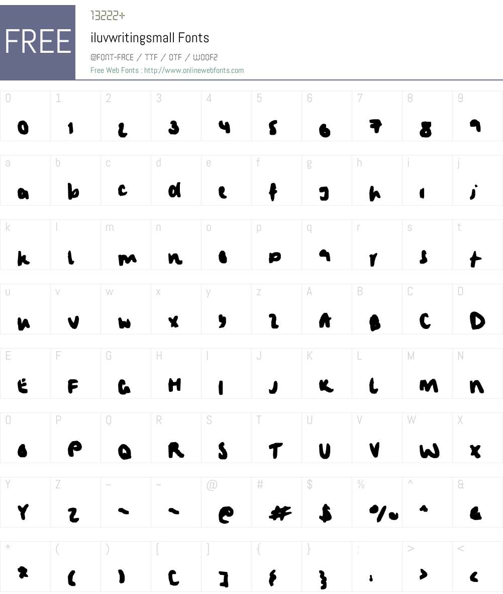 iluvwritingsmall Font Screenshots