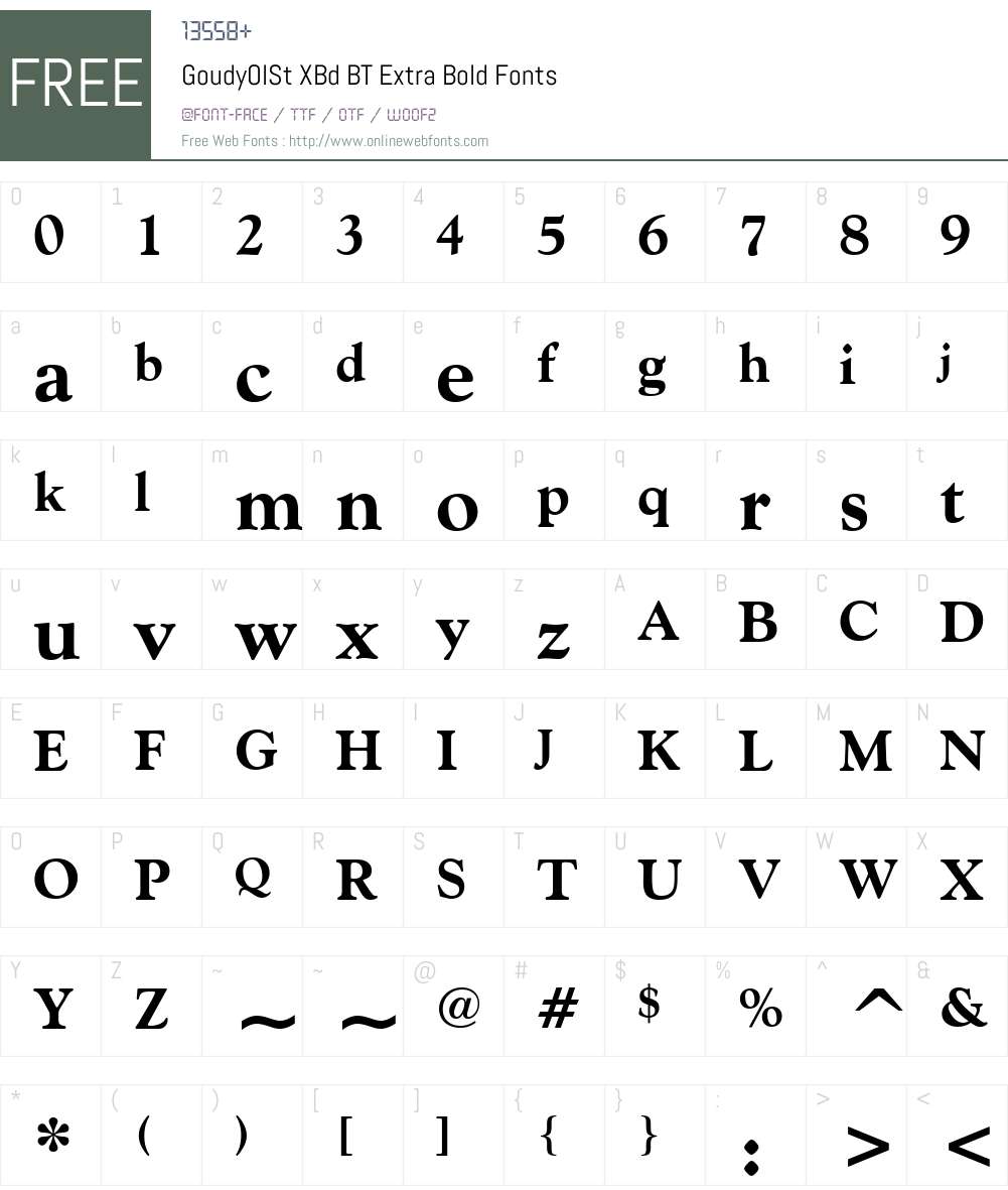 GoudyOlSt XBd BT Font Screenshots