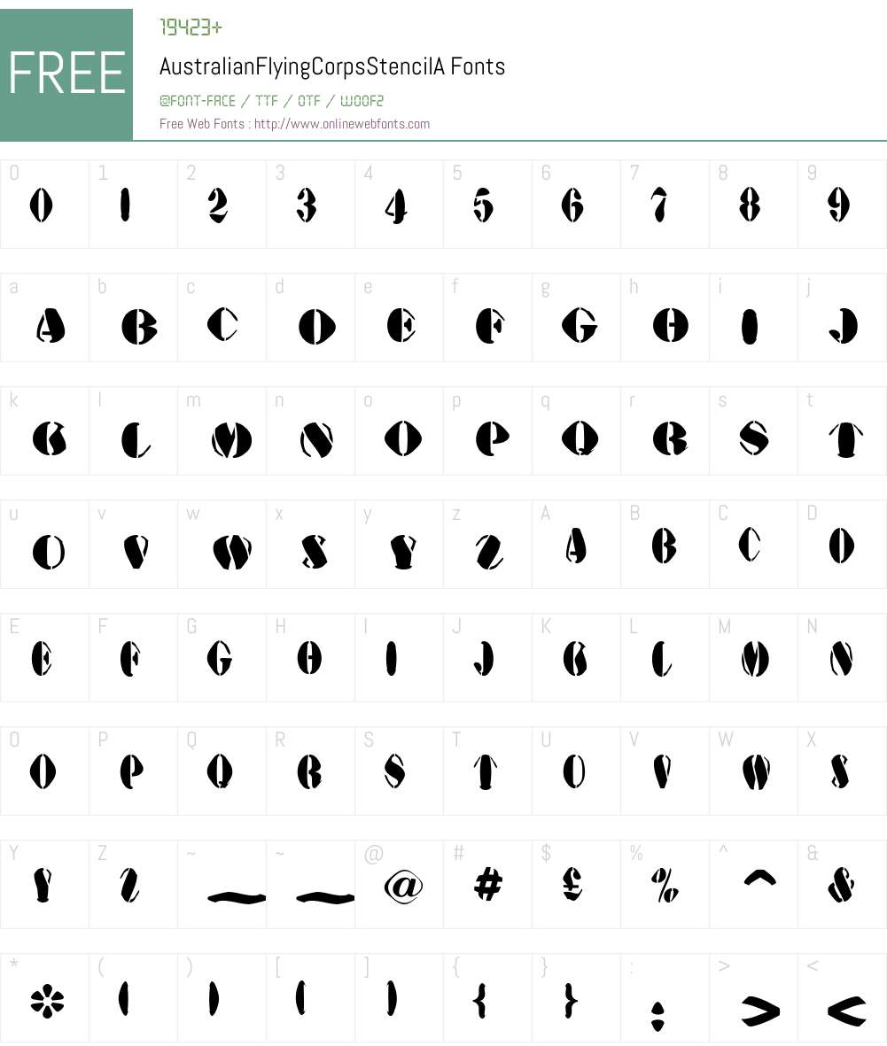 AustralianFlyingCorpsStencilA Font Screenshots