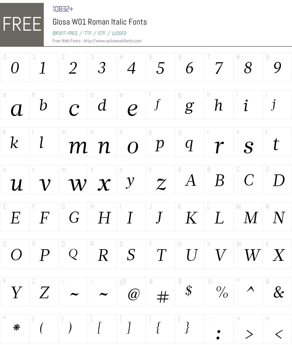GlosaW01-RomanItalic Font Screenshots
