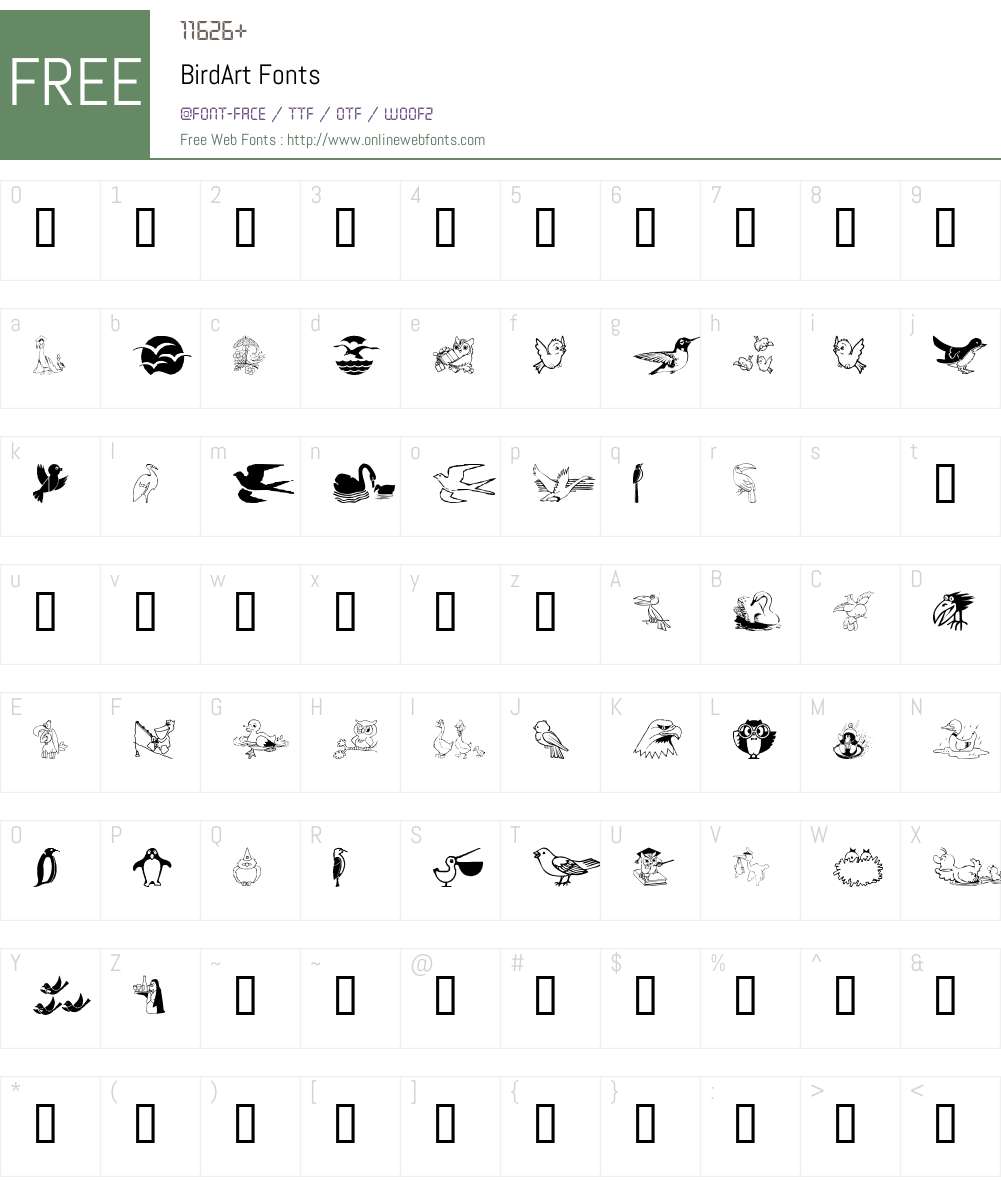 BirdArt Font Screenshots