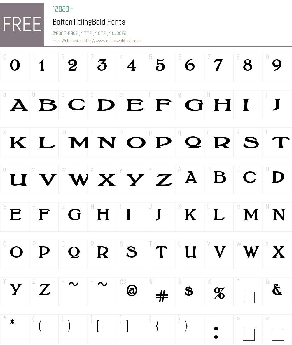 BoltonTitlingBold Font Screenshots