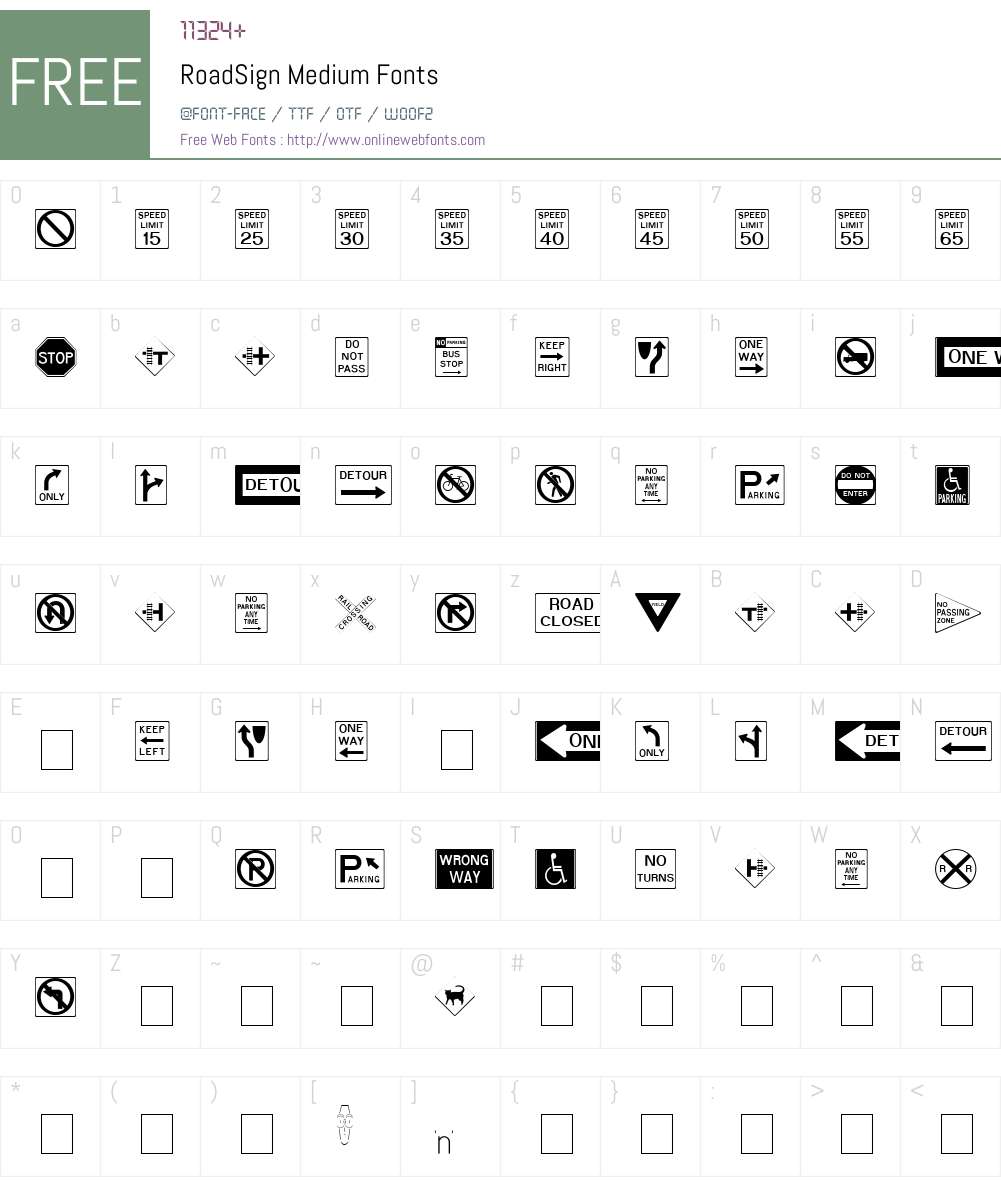 RoadSign Font Screenshots