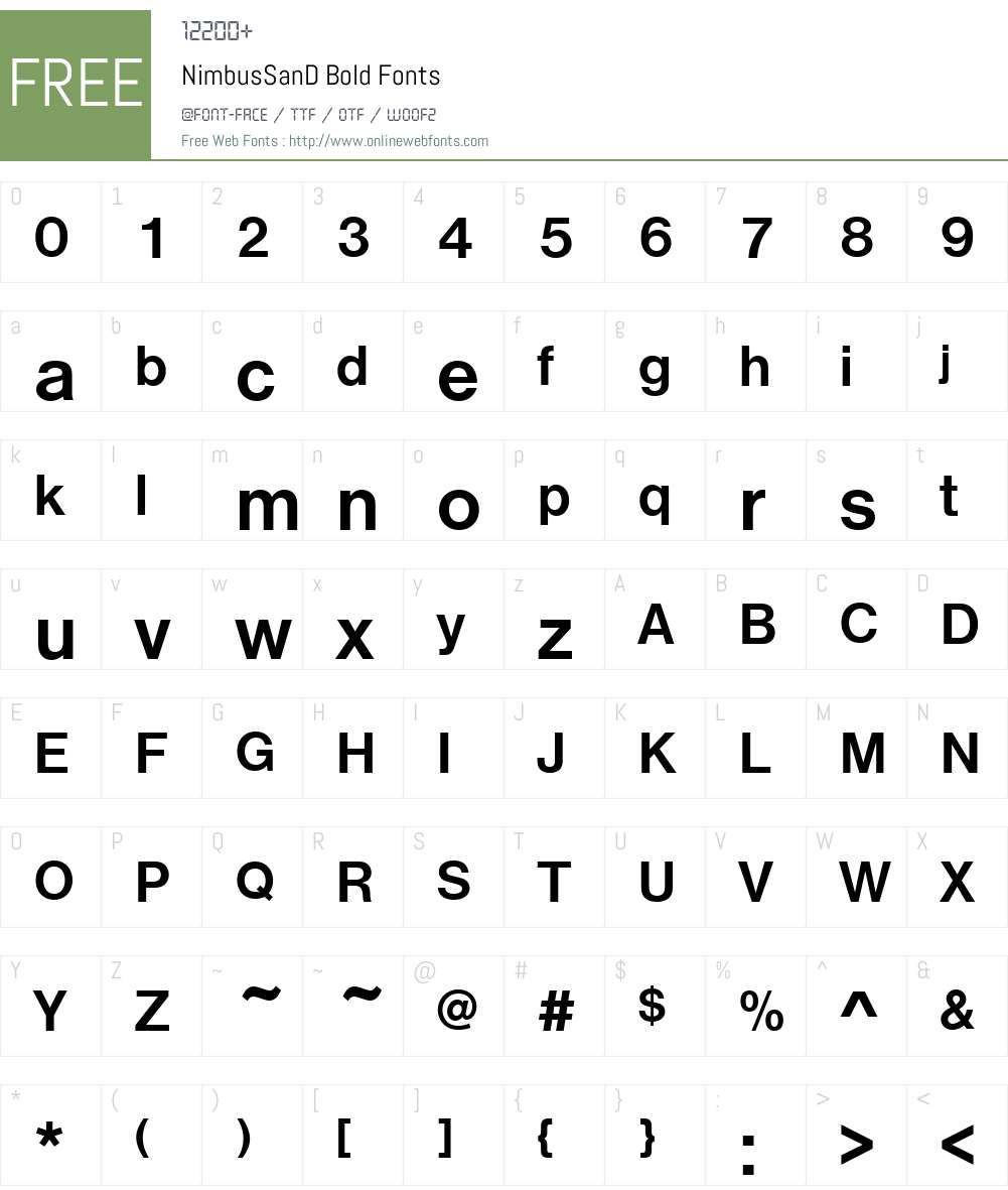 NimbusSanD Font Screenshots