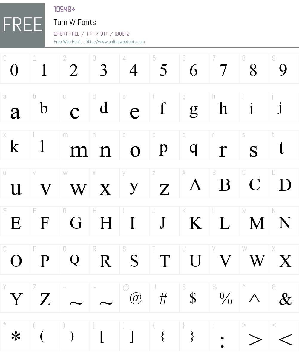 Turn W Font Screenshots