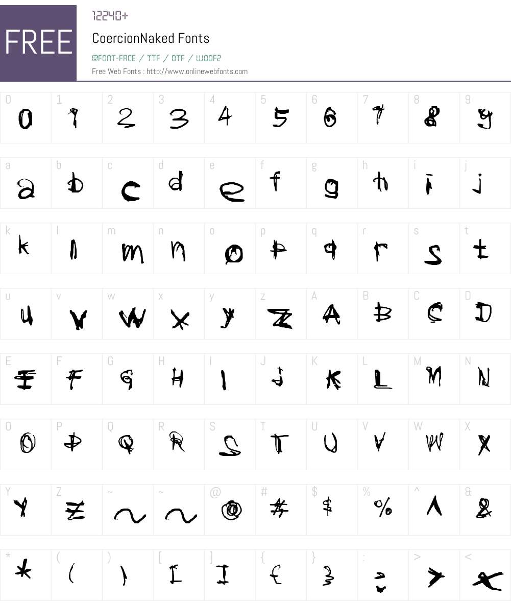 CoercionNaked Font Screenshots