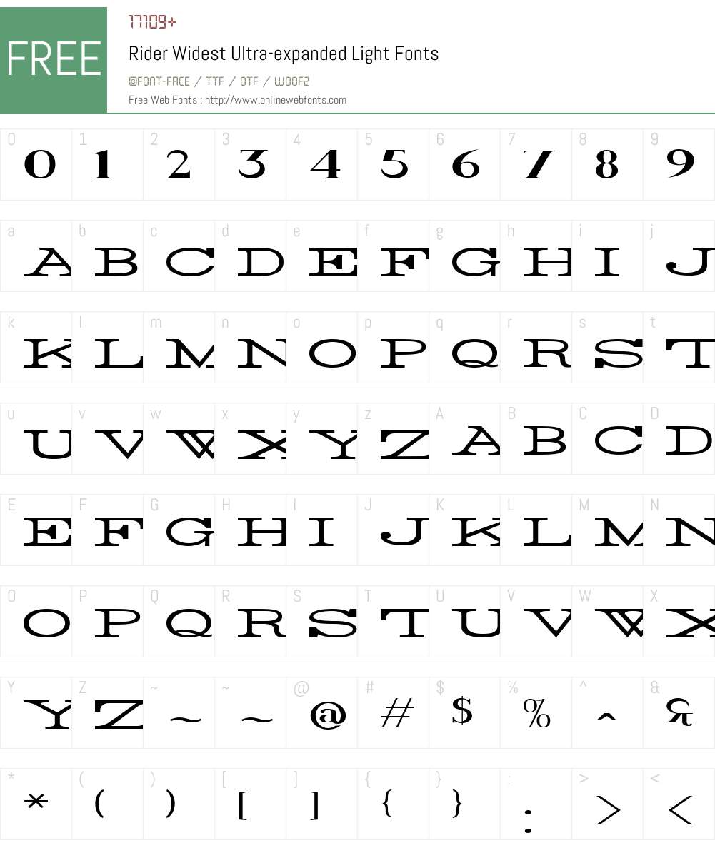 Rider Widest Font Screenshots