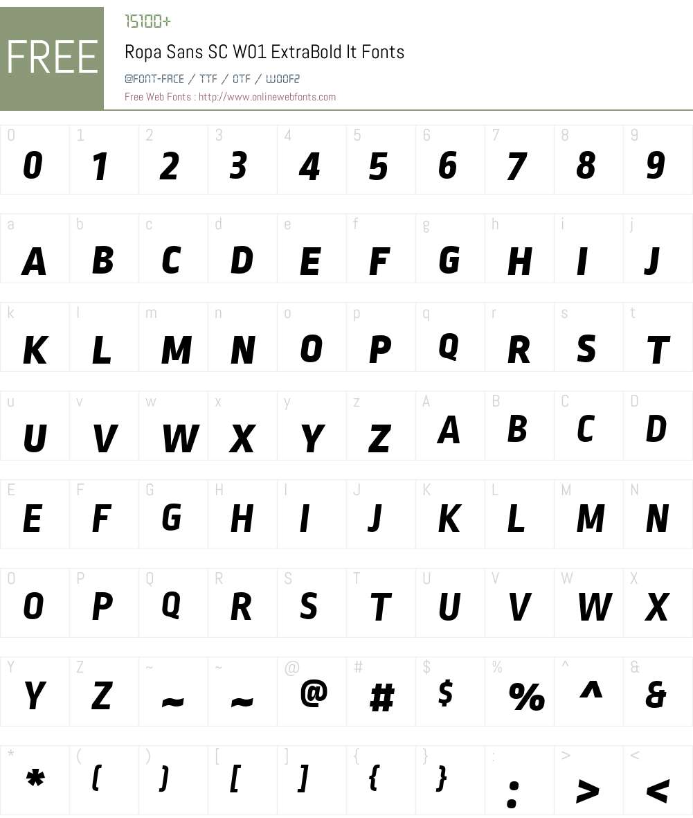 RopaSansSCW01-ExtraBoldIt Font Screenshots