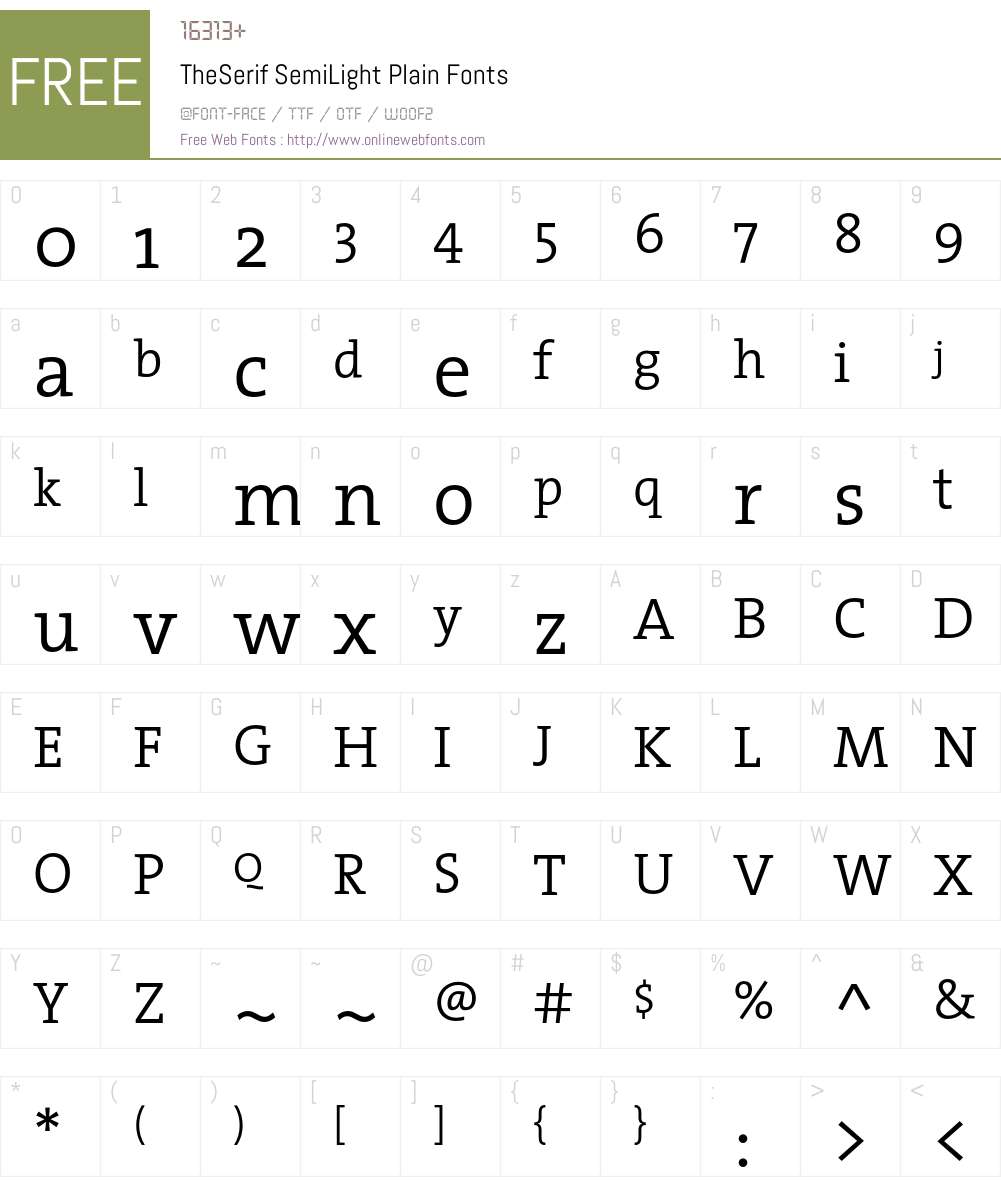 The Serif Semi Light- Font Screenshots
