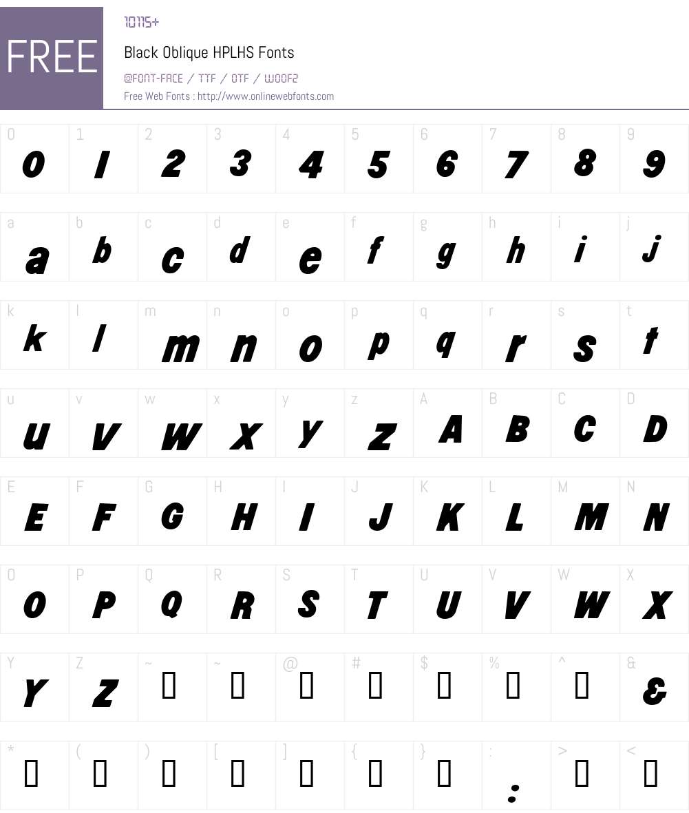 Black Oblique Font Screenshots