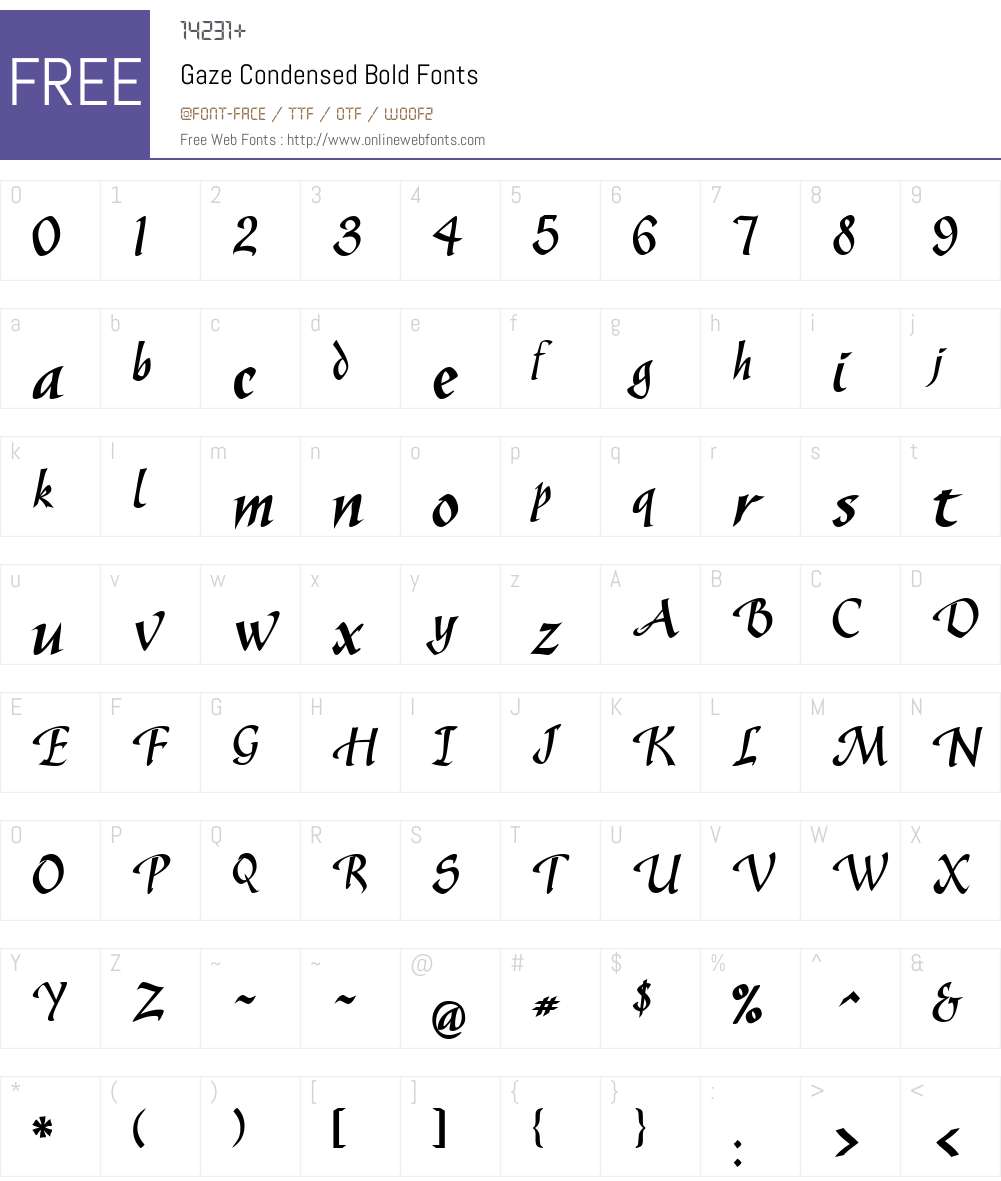 Gaze Condensed Font Screenshots