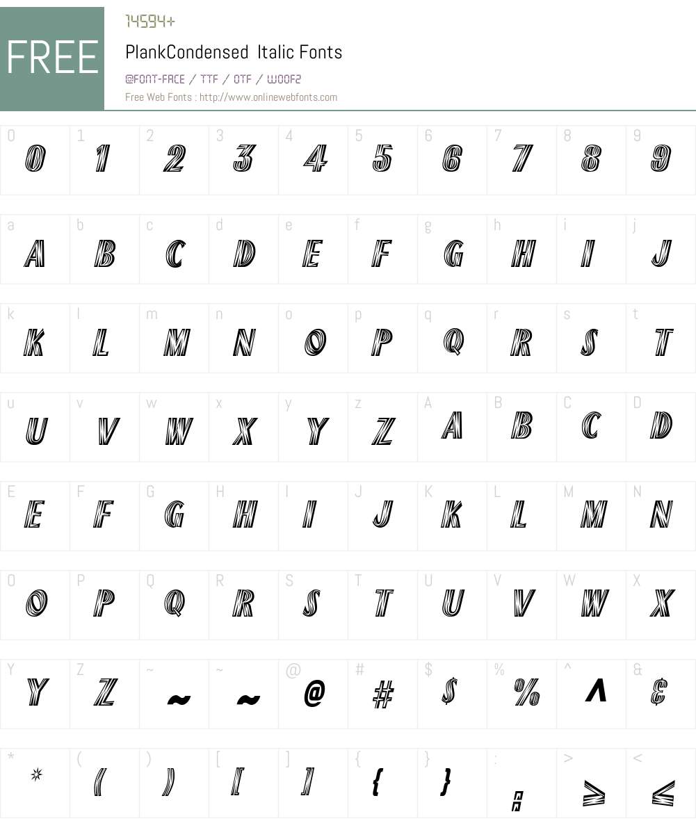 PlankCondensed Font Screenshots