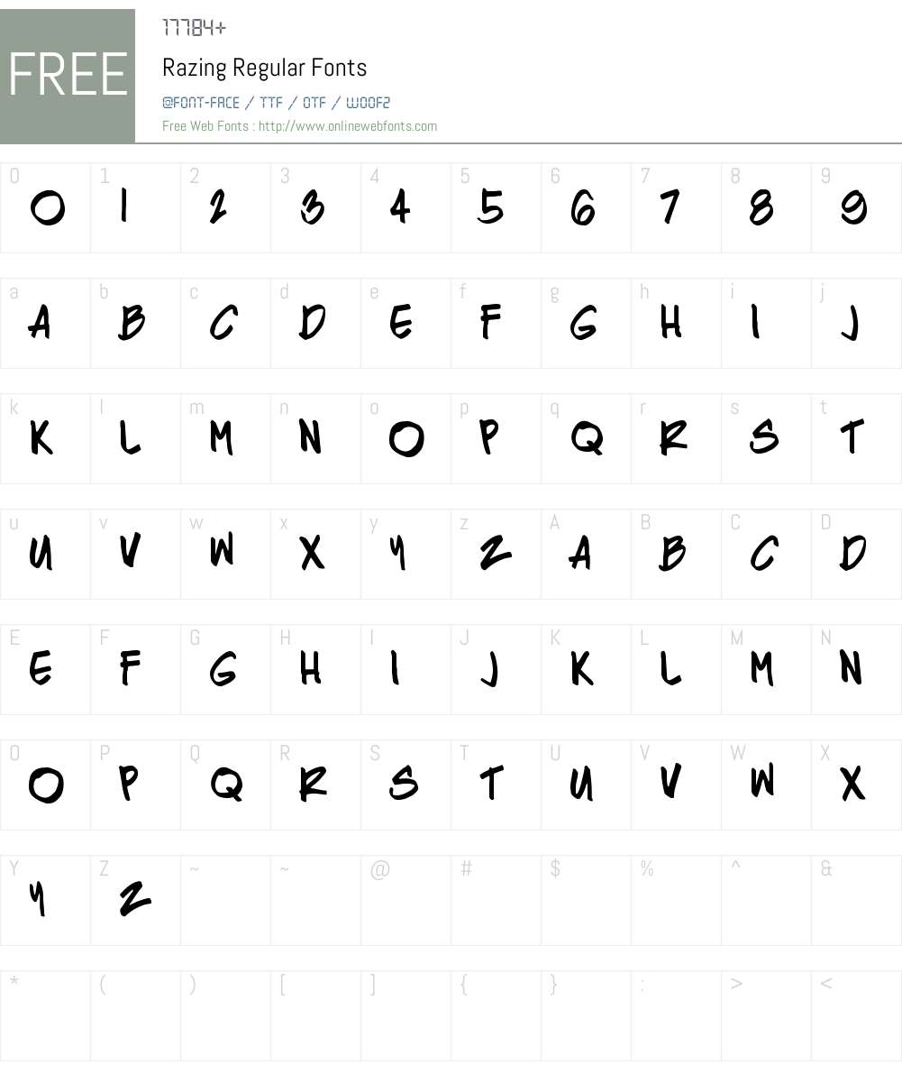 Razing Font Screenshots