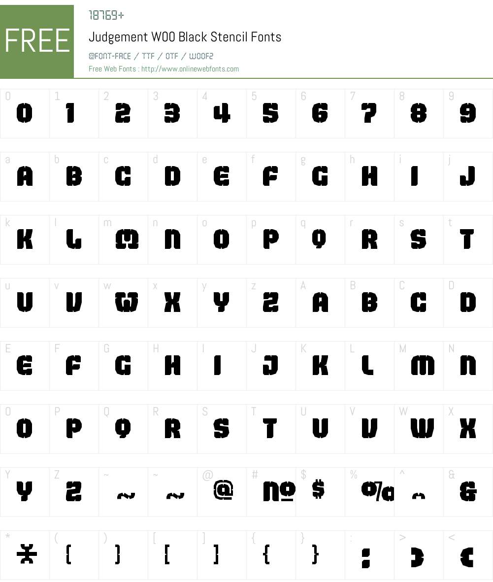 JudgementW00-BlackStencil Font Screenshots