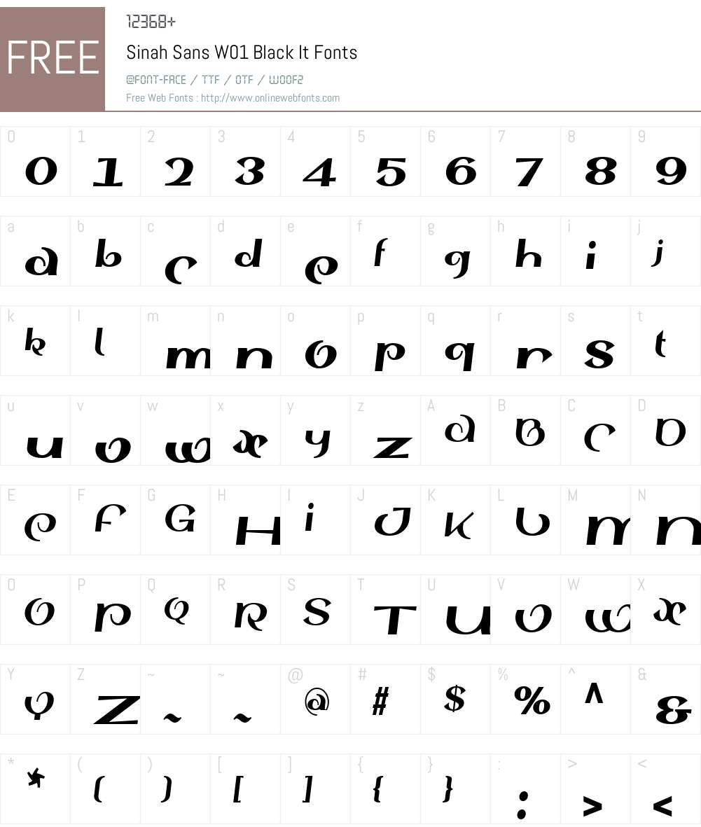 SinahSansW01-BlackIt Font Screenshots
