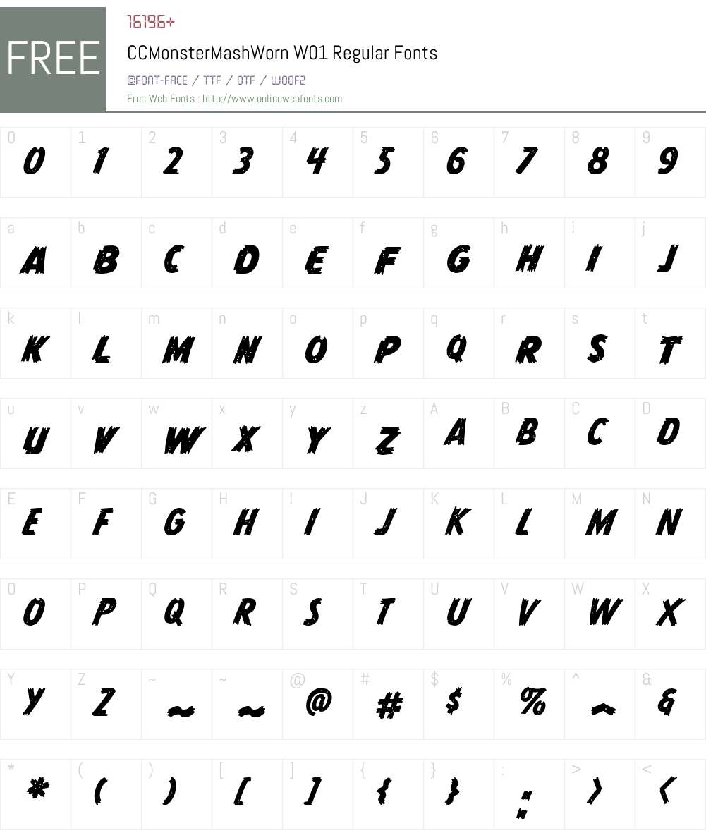 CCMonsterMashWornW01-Rg Font Screenshots