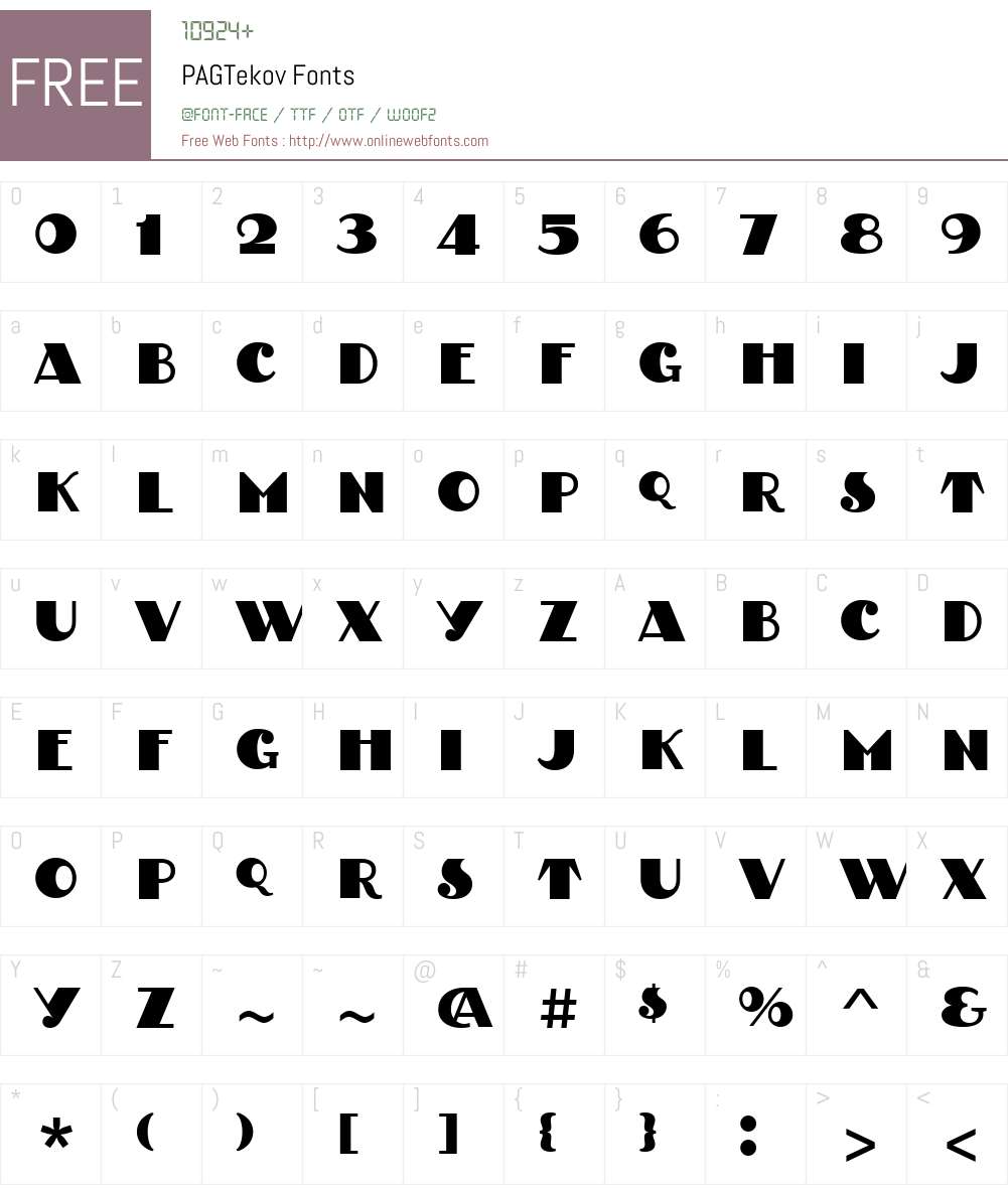 PAGTekov Font Screenshots