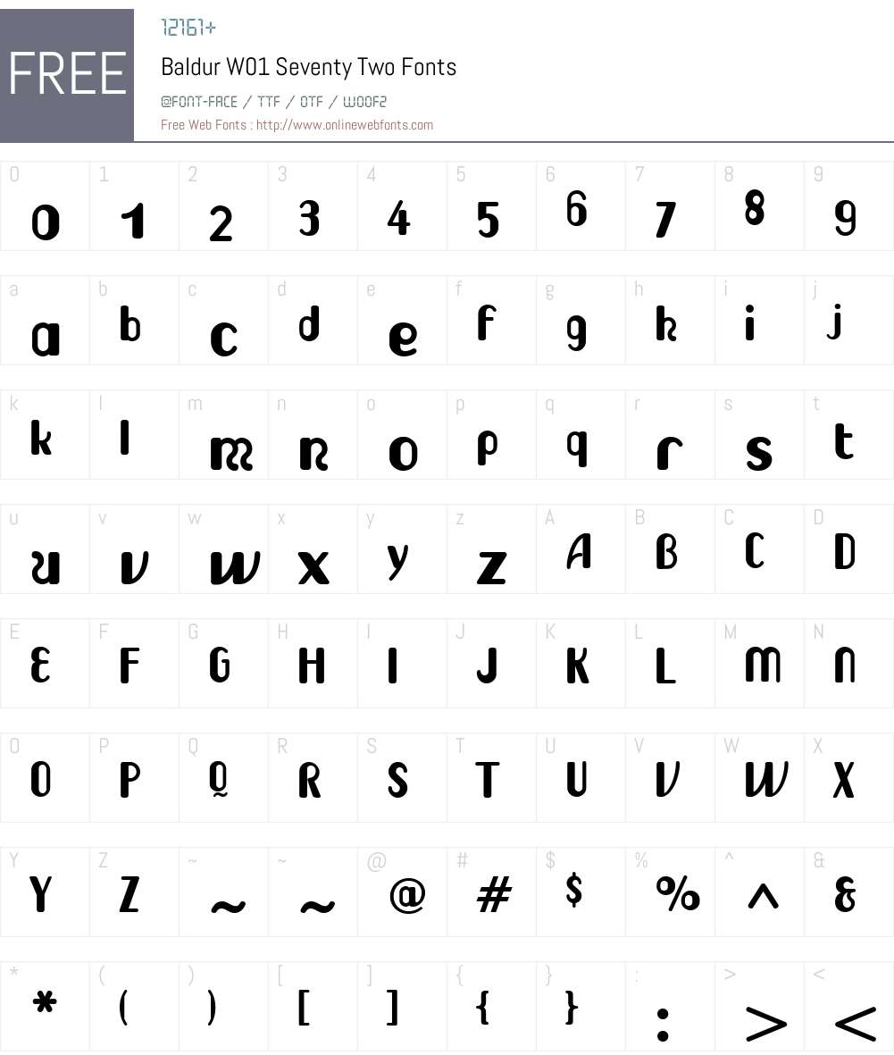 BaldurW01-SeventyTwo Font Screenshots