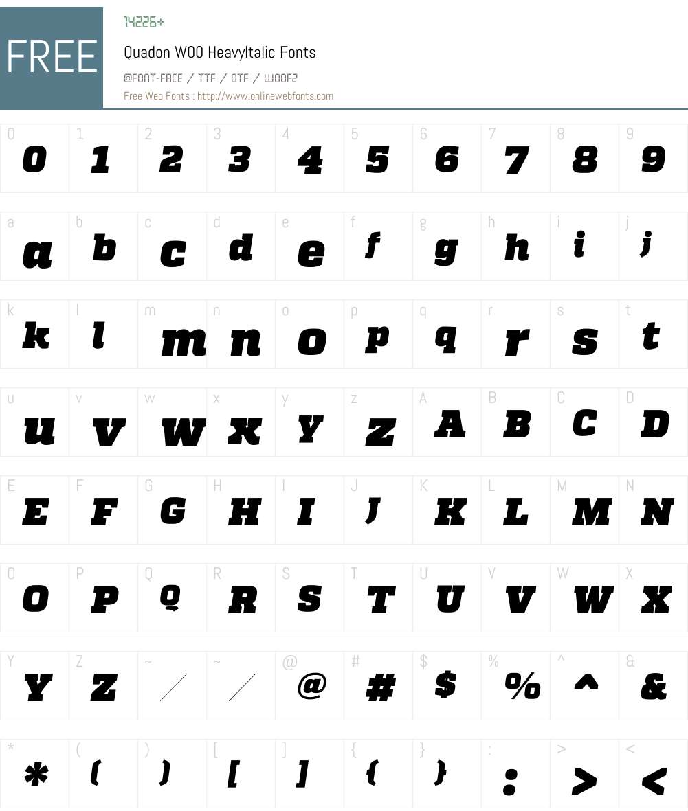 QuadonW00-HeavyItalic Font Screenshots