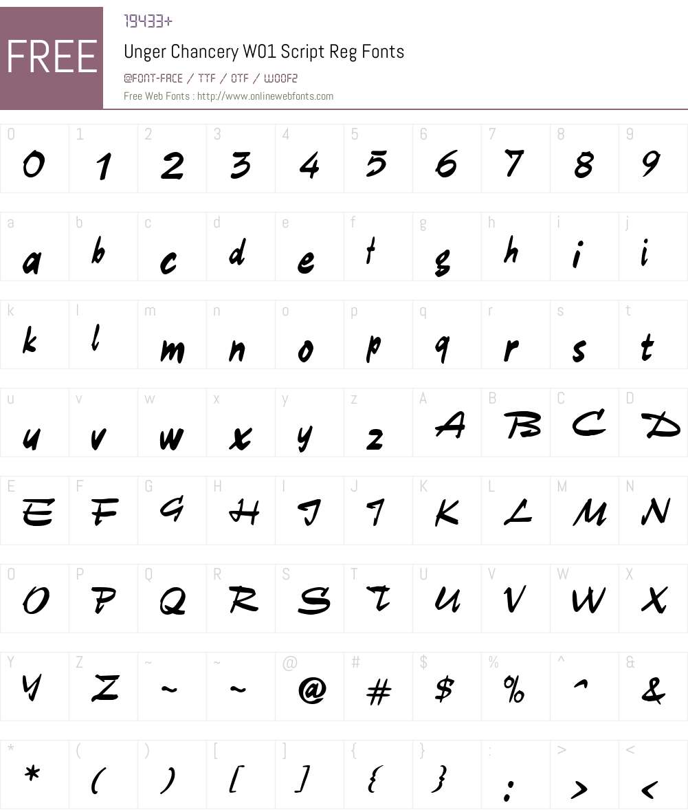 UngerChanceryW01-ScriptReg Font Screenshots