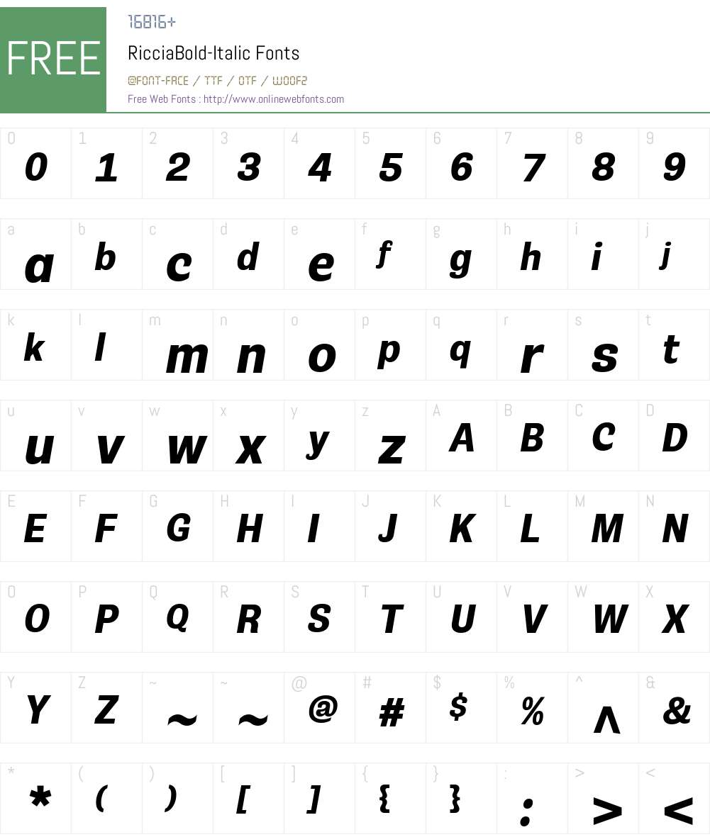 RicciaBold-Italic Font Screenshots