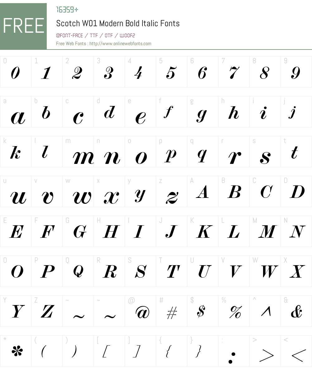 ScotchW01-ModernBoldItalic Font Screenshots
