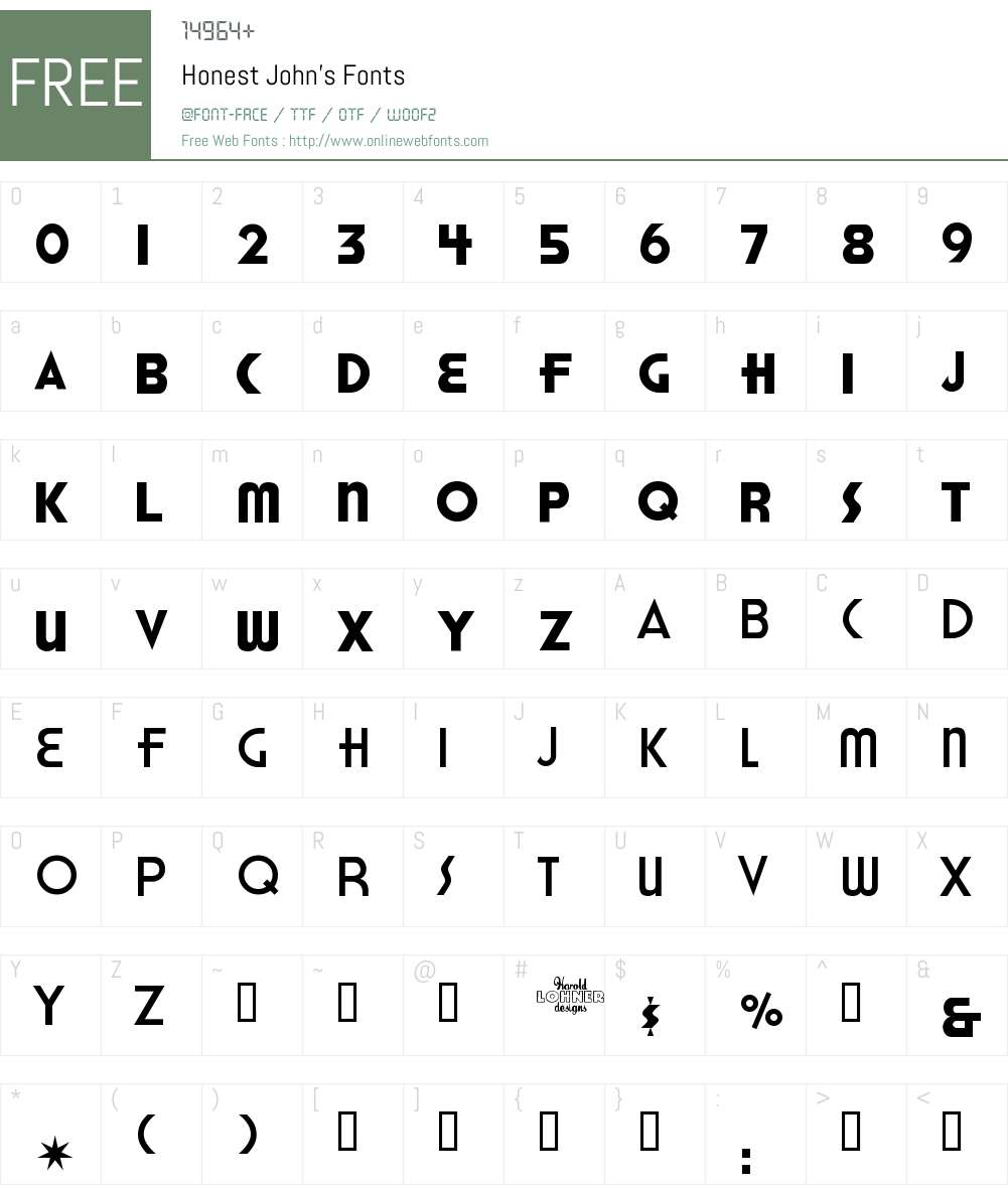 Honest John's Font Screenshots