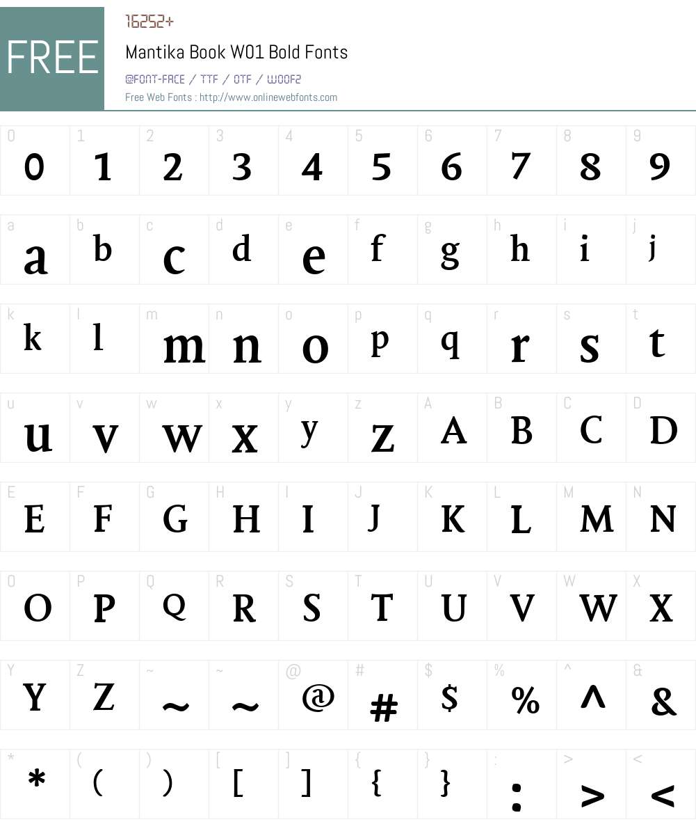 MantikaBookW01-Bold Font Screenshots
