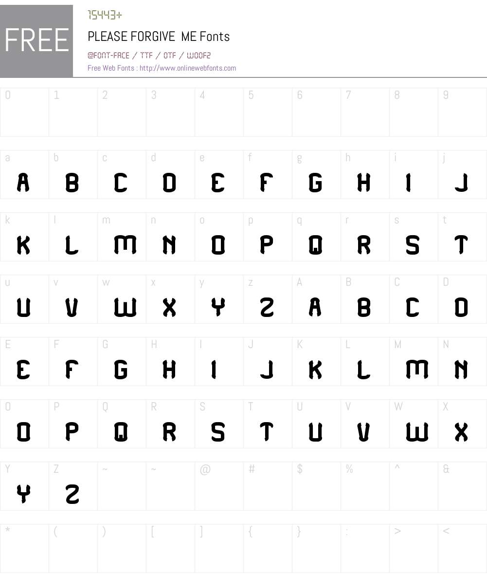PLEASE FORGIVE ME Font Screenshots