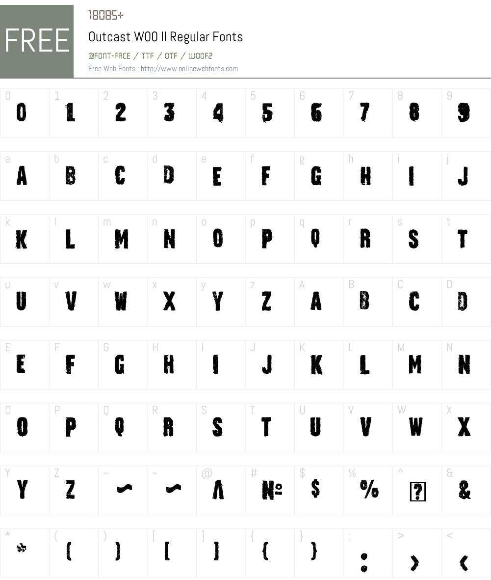 OutcastW00-IIRegular Font Screenshots
