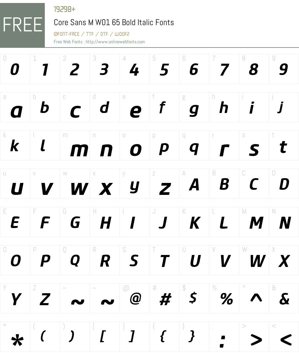 CoreSansMW01-65BoldItalic Font Screenshots