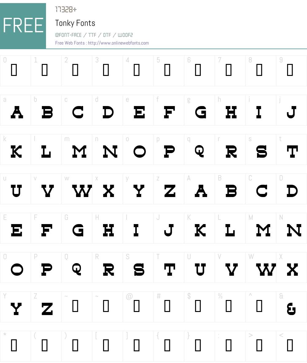 Tonky Font Screenshots