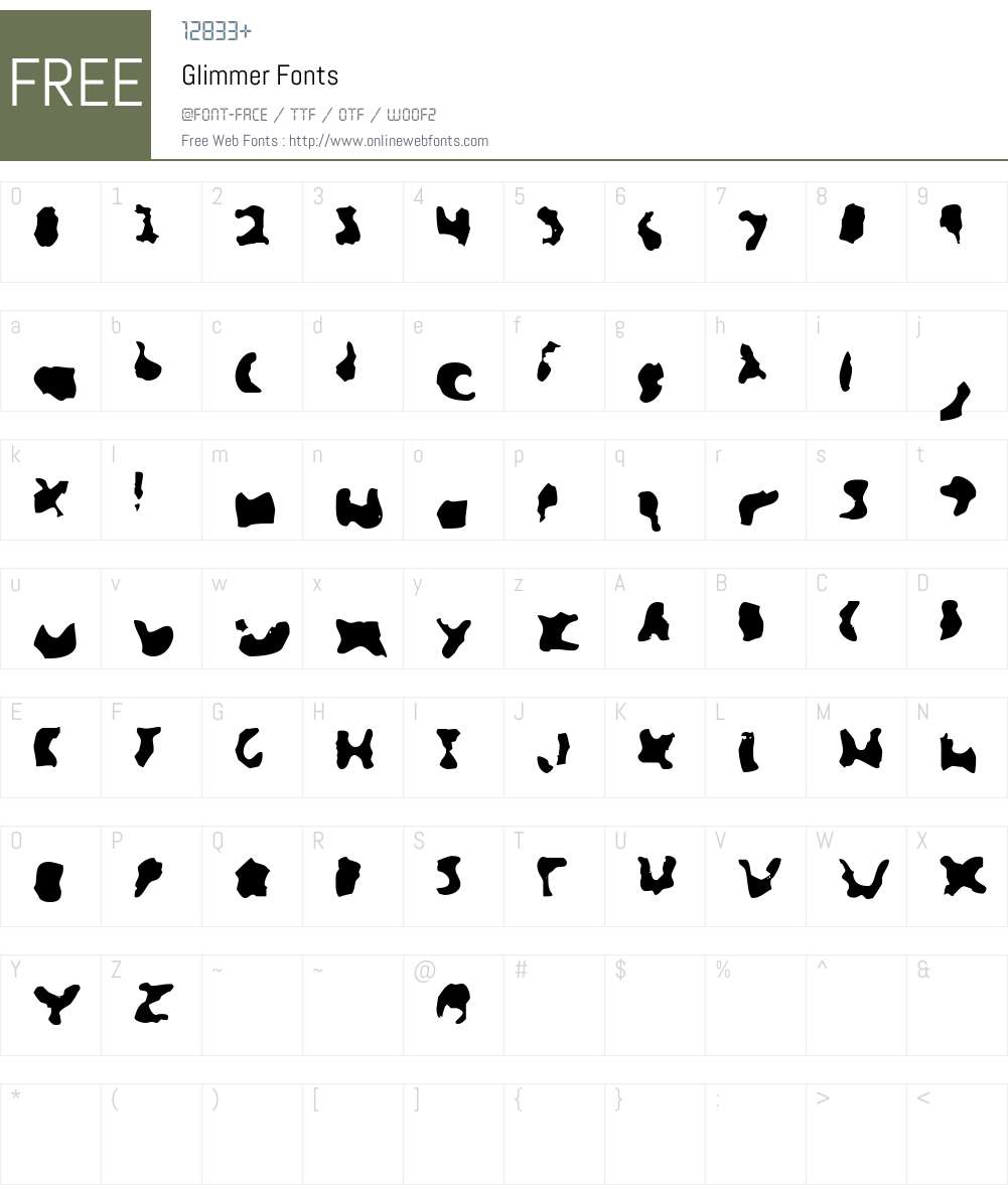 Glimmer Font Screenshots