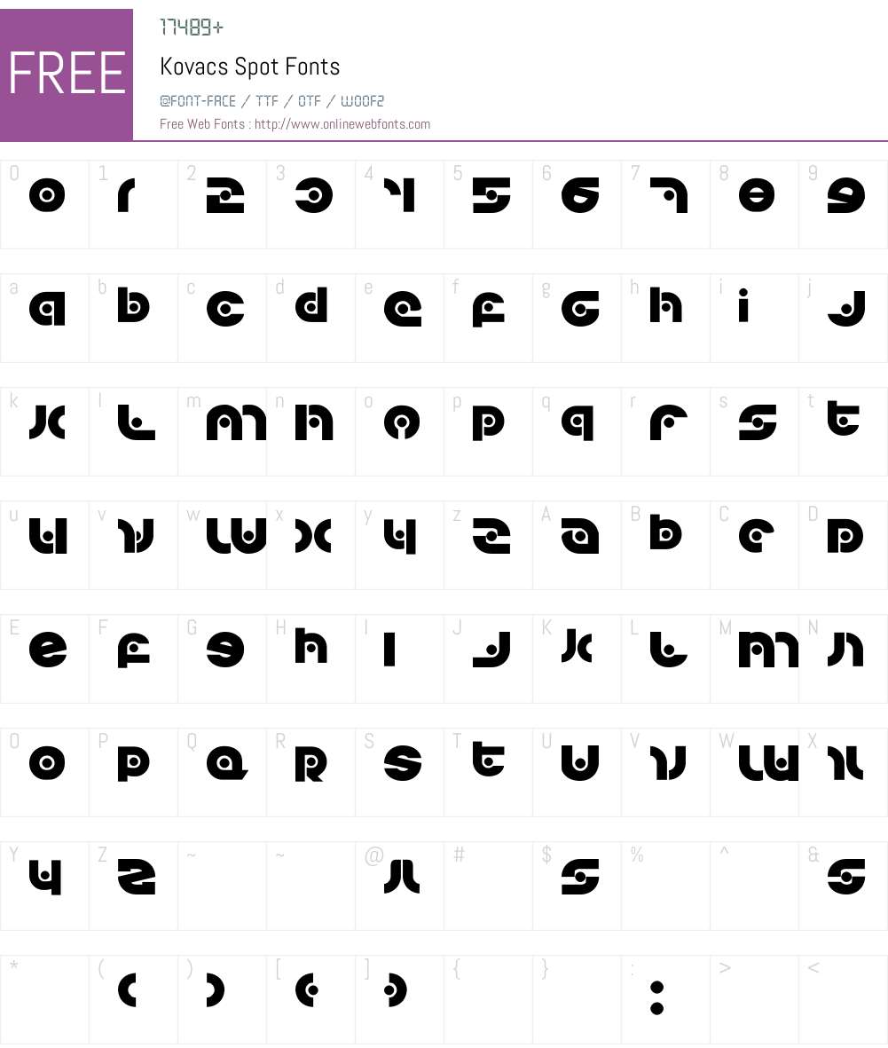 Kovacs Spot Font Screenshots