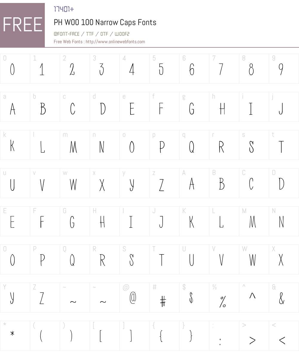 PHW00-100NarrowCaps Font Screenshots