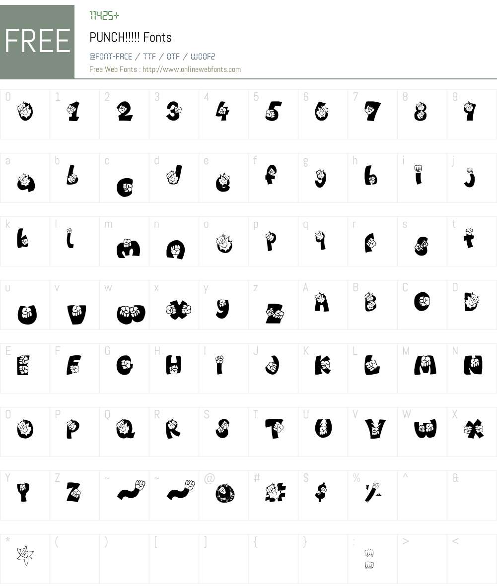 PUNCH!!!!! Font Screenshots