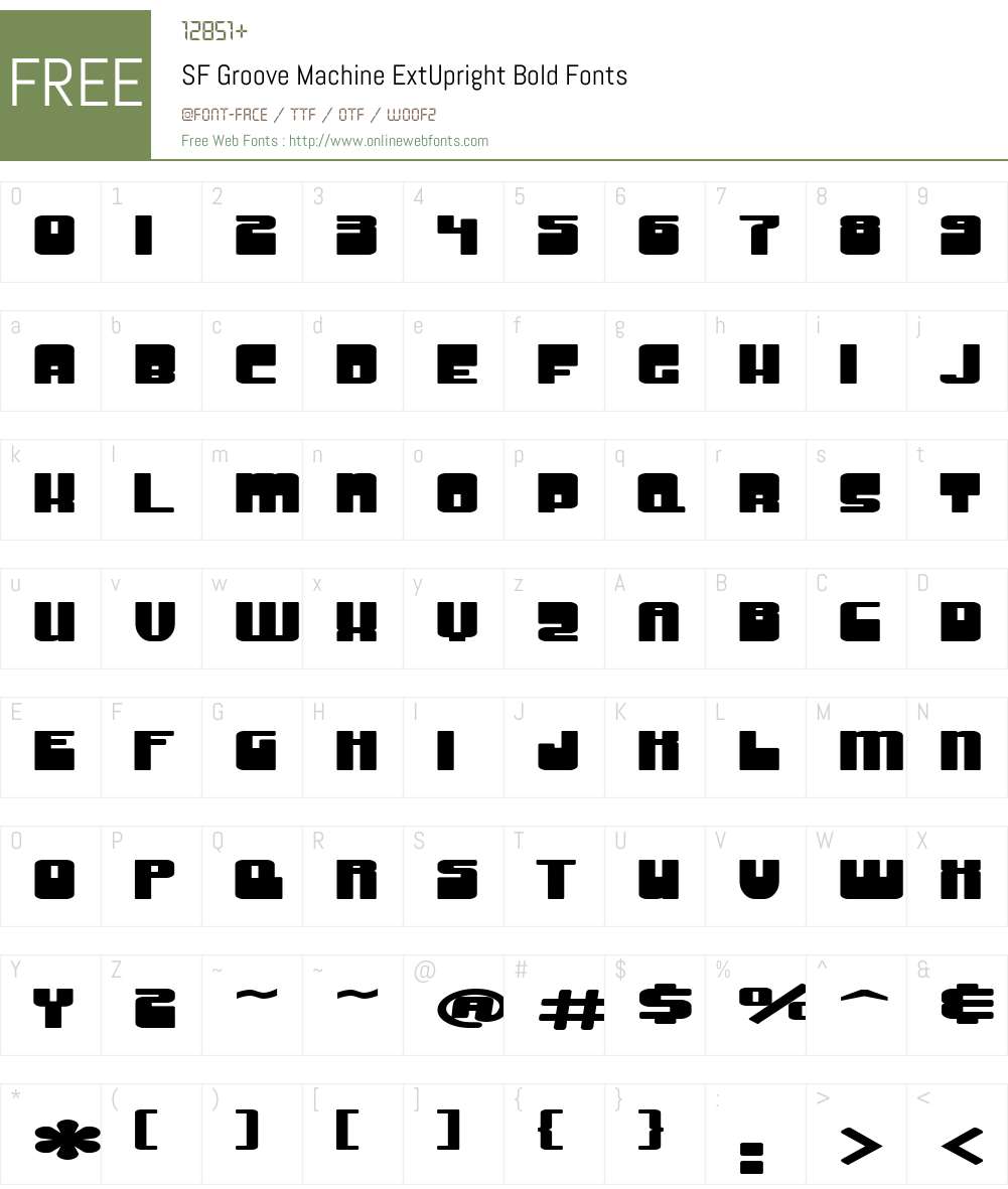 SF Groove Machine ExtUpright Font Screenshots