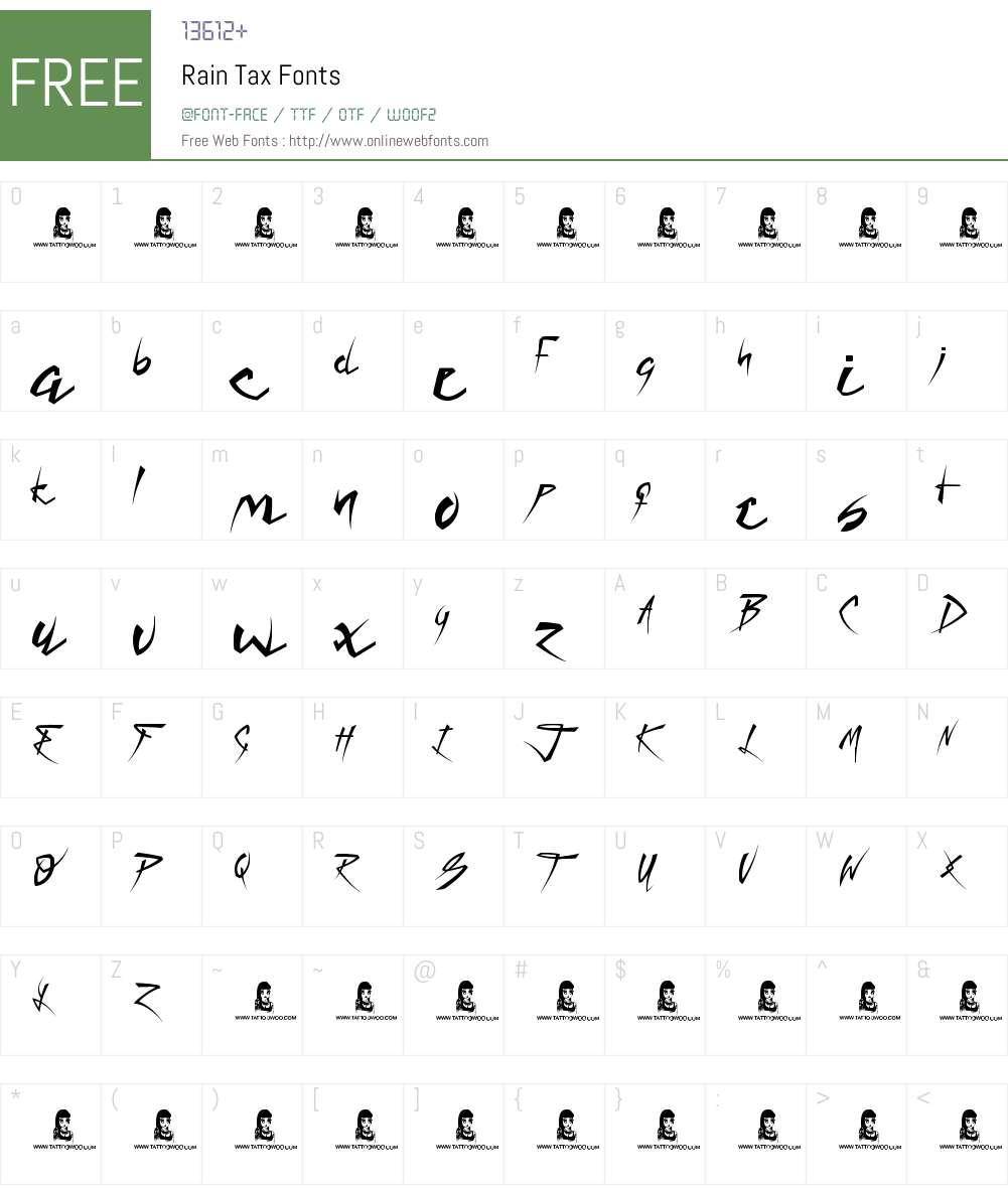 Rain Tax Font Screenshots