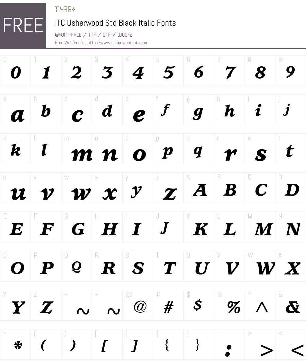 ITC Usherwood Std Font Screenshots
