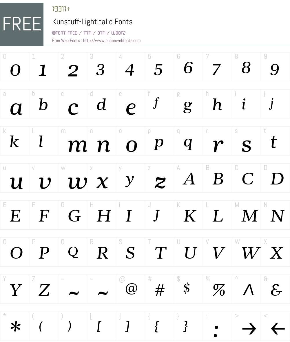 Kunstuff Font Screenshots