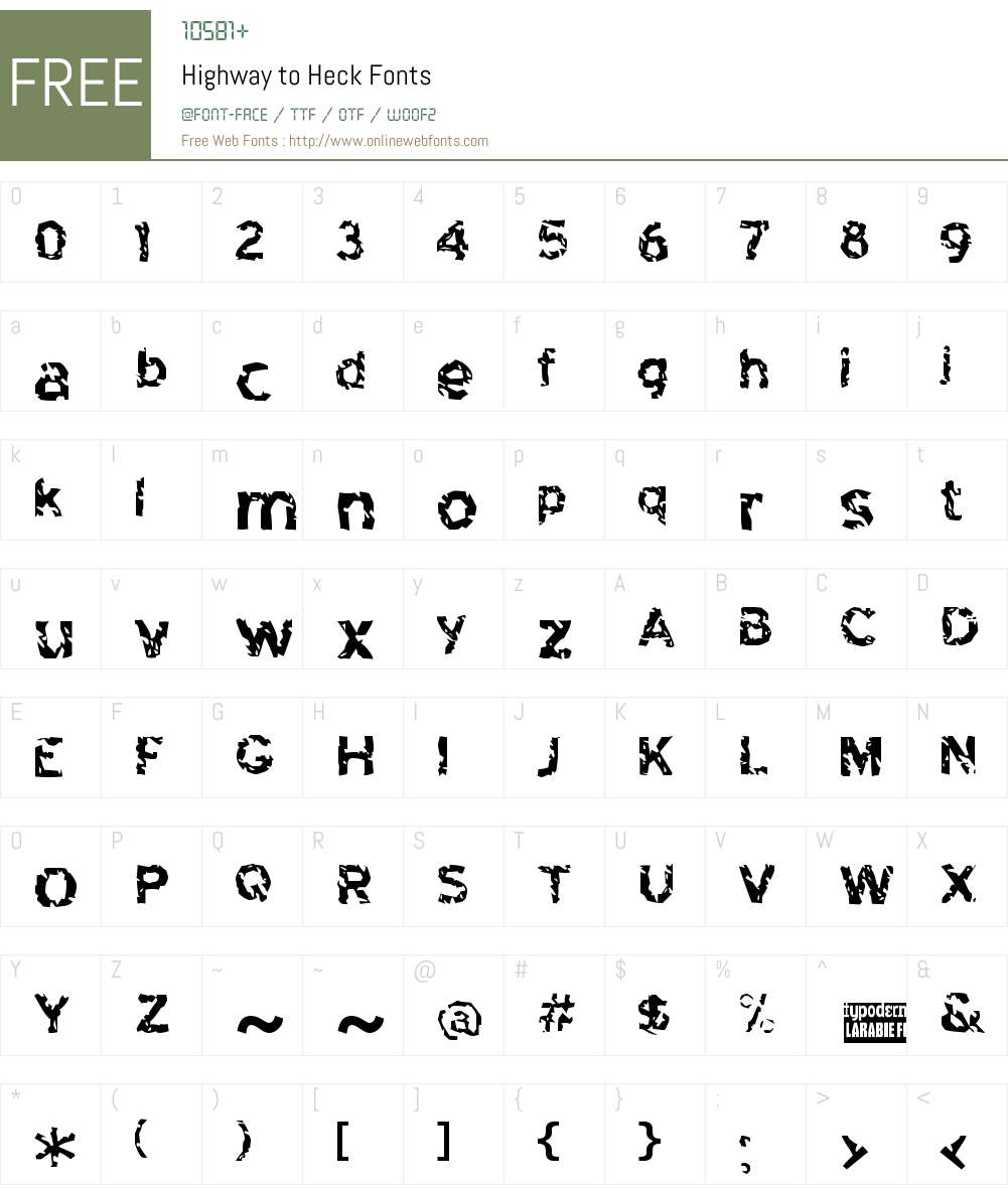 Highway to Heck Font Screenshots