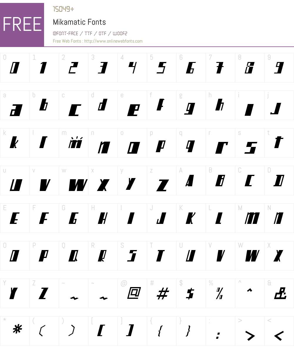 Mikamatic Font Screenshots