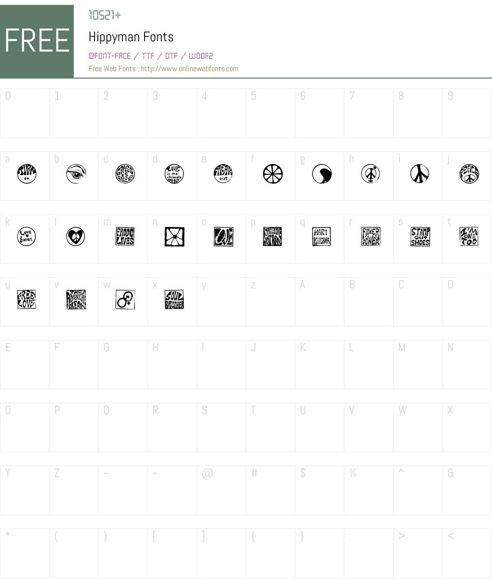 Hippyman Font Screenshots